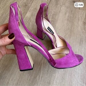 Nine West Women's Fuchsia Suede Block Heels